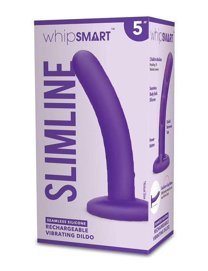 WhipSmart 5'' Slimline Rechargeable Vibrating Dildo - Purple 12.7 cm USB Rechargeable Dildo