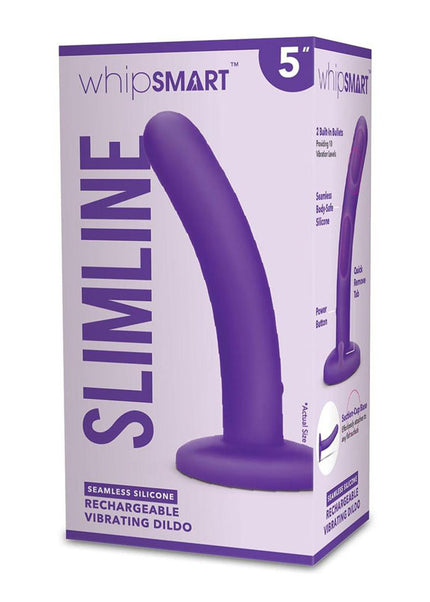 WhipSmart 5'' Slimline Rechargeable Vibrating Dildo - Purple 12.7 cm USB Rechargeable Dildo