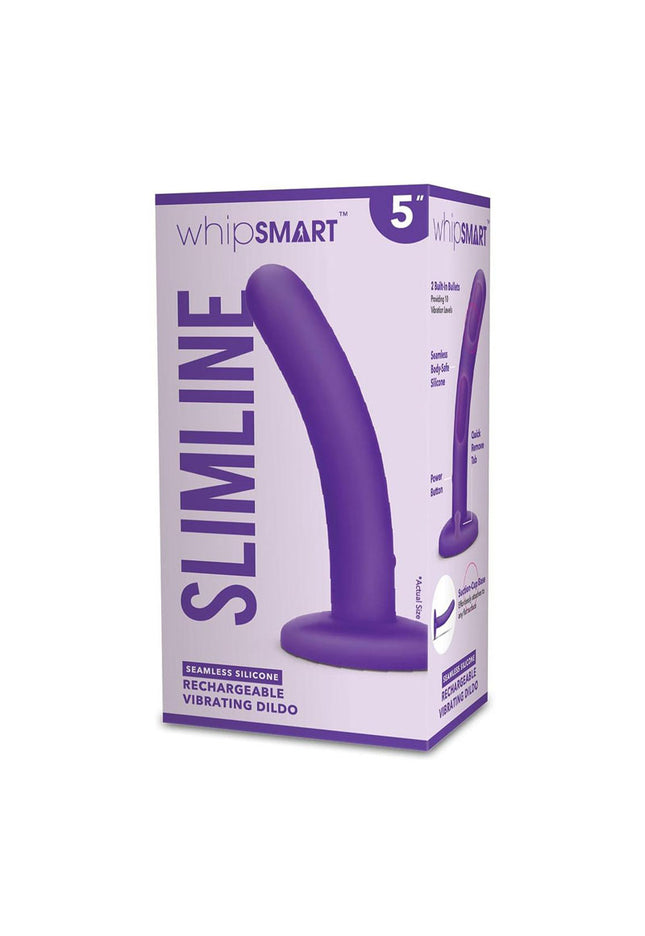 WhipSmart 5'' Slimline Rechargeable Vibrating Dildo - Purple 12.7 cm USB Rechargeable Dildo