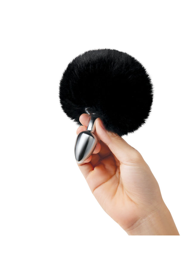 WhipSmart Furry Tales Black Bunny Tail - Metal 6.3 cm Butt Plug with Black Bunny Tail