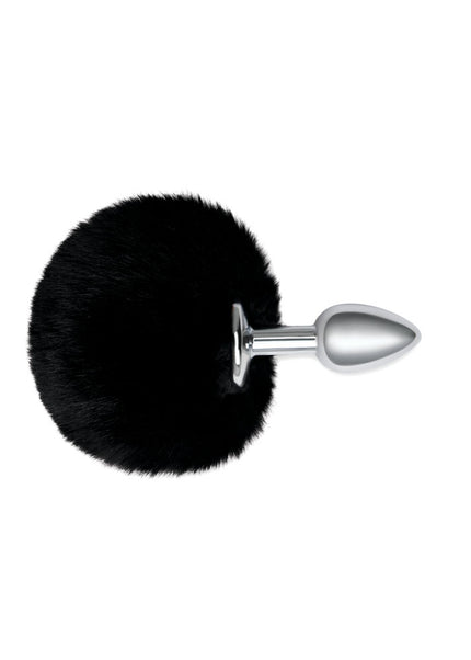 WhipSmart Furry Tales Black Bunny Tail - Metal 6.3 cm Butt Plug with Black Bunny Tail