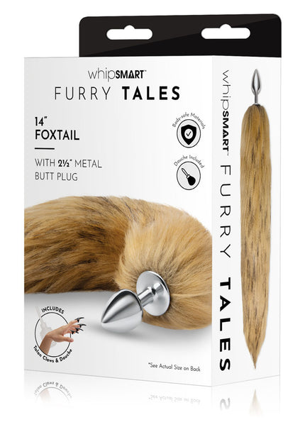 WhipSmart Furry Tales 14 Inch Brown Fox Tail - Metal 6.3 cm Butt Plug with Brown Fox Tail