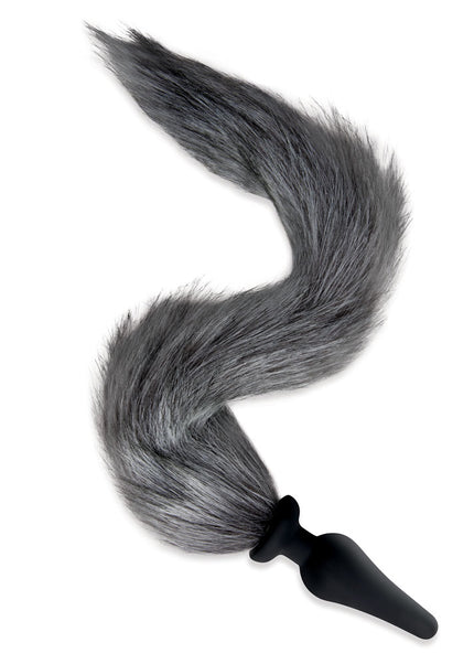 WhipSmart Furry Tales Foxtail Furry Play Set - Grey Foxtail Butt Plug & Furry Ears Set