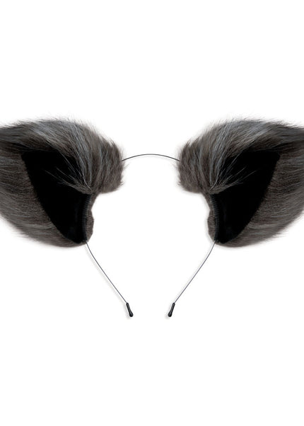 WhipSmart Furry Tales Foxtail Furry Play Set - Grey Foxtail Butt Plug & Furry Ears Set