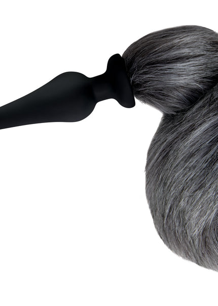 WhipSmart Furry Tales Foxtail Furry Play Set - Grey Foxtail Butt Plug & Furry Ears Set