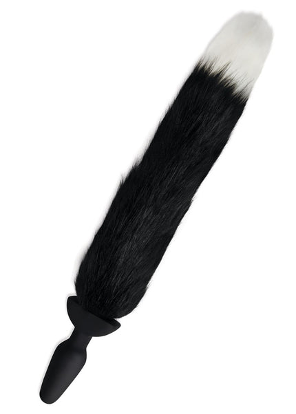 WhipSmart Furry Tales Silicone Foxtail Rechargeable Butt Plug - Black 9.5 cm Vibrating Butt Plug with Black Fox Tail & Remote Control