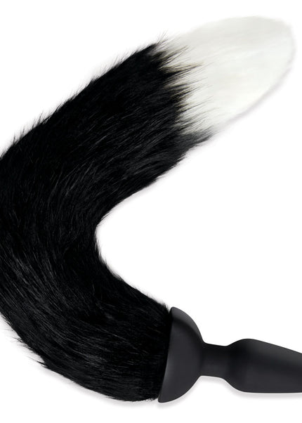 WhipSmart Furry Tales Silicone Foxtail Rechargeable Butt Plug - Black 9.5 cm Vibrating Butt Plug with Black Fox Tail & Remote Control