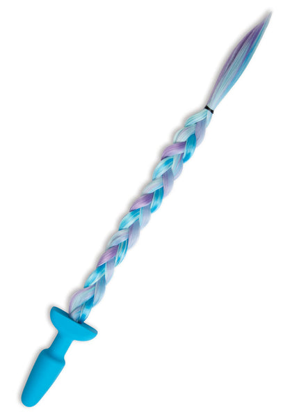 WhipSmart Furry Tales Silicone Unicorn Butt Plug - Blue 8.9 cm Butt Plug with Unicorn Tail