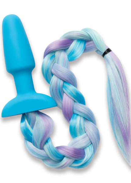 WhipSmart Furry Tales Silicone Unicorn Butt Plug - Blue 8.9 cm Butt Plug with Unicorn Tail