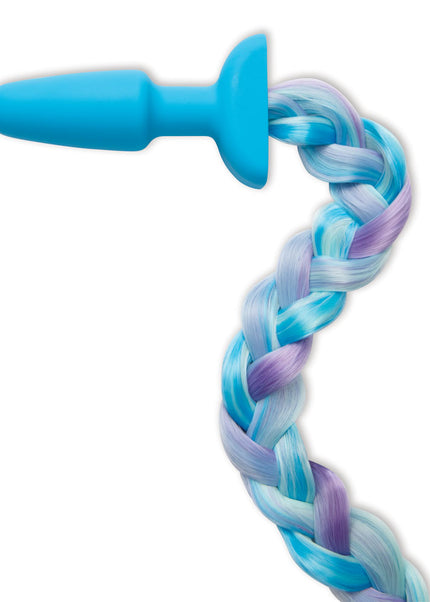 WhipSmart Furry Tales Silicone Unicorn Butt Plug - Blue 8.9 cm Butt Plug with Unicorn Tail