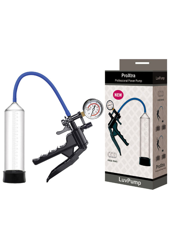 LuvPump ProXtra Professional Gauge Power Pump - Clear Penis Pump with Pressure Gauge