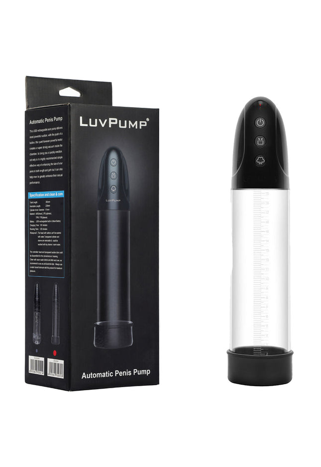 LuvPump Automatic Penis Pump - Clear USB Rechargeable Automatic Penis Pump