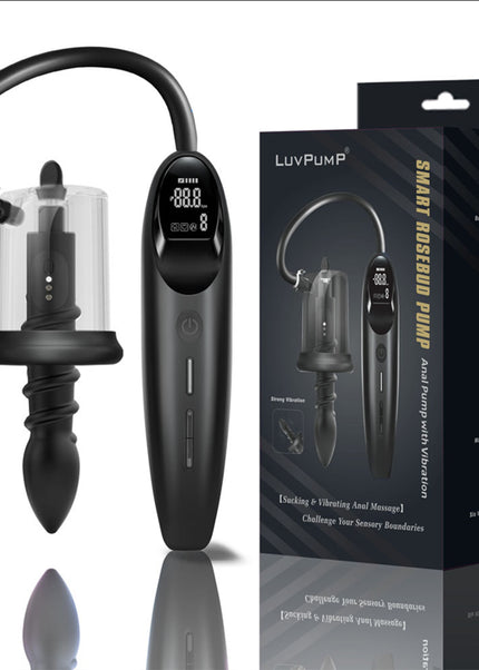 LuvPump RosCup Pro Smart Rosebud Pump - Black USB Rechargeable Anal Pump with Vibrating Probe