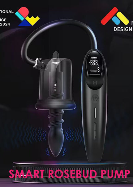 LuvPump RosCup Pro Smart Rosebud Pump - Black USB Rechargeable Anal Pump with Vibrating Probe