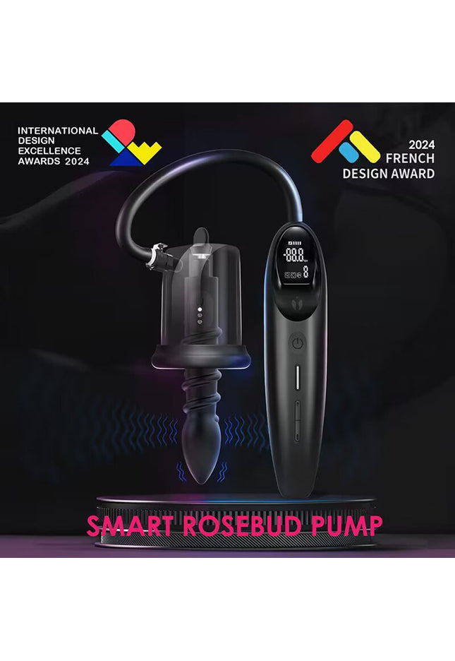 LuvPump RosCup Pro Smart Rosebud Pump - Black USB Rechargeable Anal Pump with Vibrating Probe