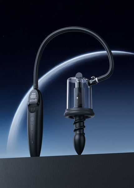 LuvPump RosCup Pro Smart Rosebud Pump - Black USB Rechargeable Anal Pump with Vibrating Probe