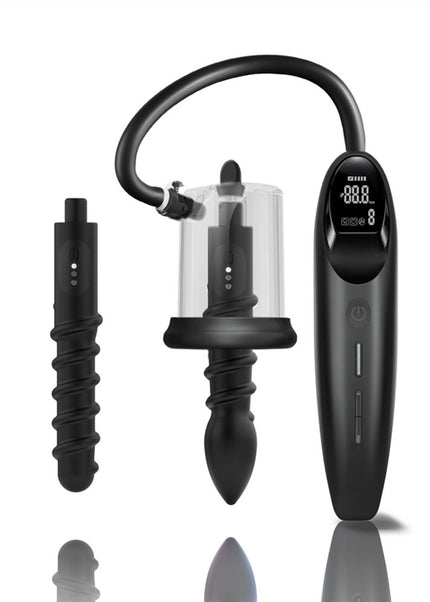 LuvPump RosCup Pro Smart Rosebud Pump - Black USB Rechargeable Anal Pump with Vibrating Probe