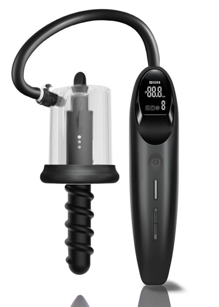 LuvPump RosCup Pro Smart Rosebud Pump - Black USB Rechargeable Anal Pump with Vibrating Probe