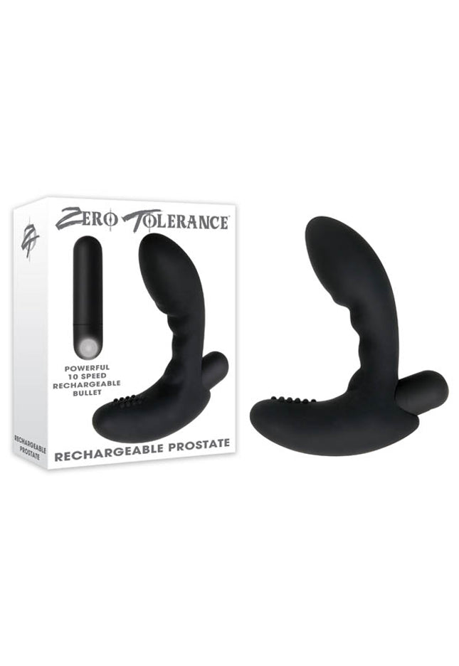 Zero Tolerance Rechargeable Prostate - Black Prostate Massager with USB Rechargeable Bullet