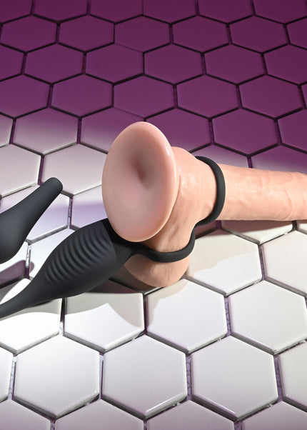 Zero Tolerance PLUG & TUG - Black USB Rechargeable Vibrating Cock Ring with Anal Plug