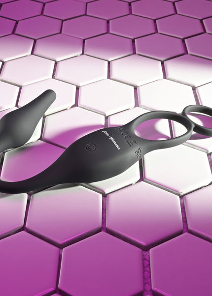 Zero Tolerance PLUG & TUG - Black USB Rechargeable Vibrating Cock Ring with Anal Plug