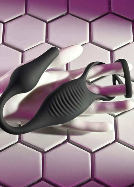 Zero Tolerance PLUG & TUG - Black USB Rechargeable Vibrating Cock Ring with Anal Plug