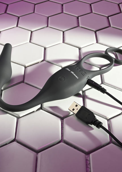 Zero Tolerance PLUG & TUG - Black USB Rechargeable Vibrating Cock Ring with Anal Plug