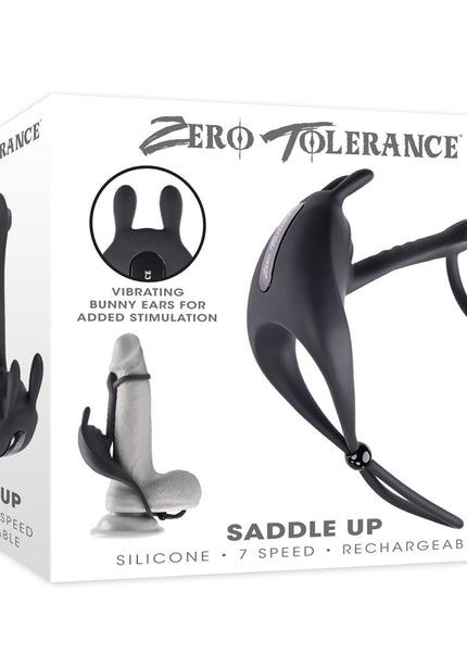 Zero Tolerance SADDLE UP - Black USB Rechargeable Vibrating Cock & Ball Rings