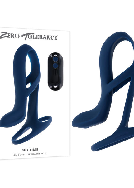 Zero Tolerance BIG TIME - Navy Blue USB Rechargeable Vibrating Penis Sleeve with Wireless Remote