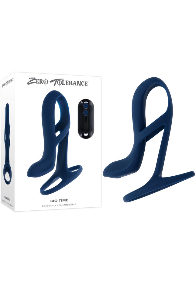 Zero Tolerance BIG TIME - Navy Blue USB Rechargeable Vibrating Penis Sleeve with Wireless Remote
