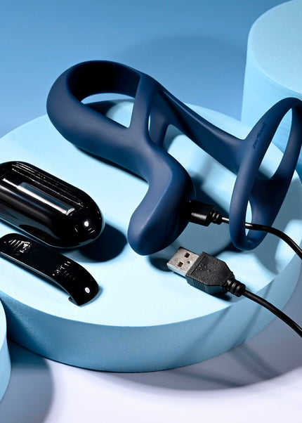 Zero Tolerance BIG TIME - Navy Blue USB Rechargeable Vibrating Penis Sleeve with Wireless Remote