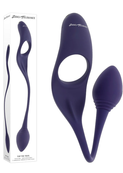 Zero Tolerance TIP TO TAIL - Blue USB Rechargeable Vibrating Butt Plug with Vibrating Cock Ring