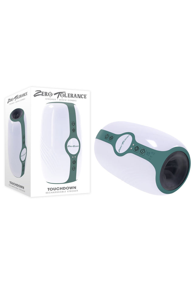 Zero Tolerance TOUCHDOWN - White 15 cm USB Rechargeable Vibrating & Tightening Stroker