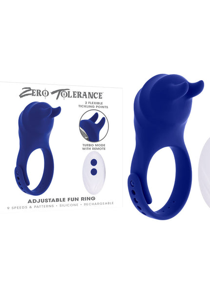 Zero Tolerance ADJUSTABLE FUN RING - Blue USB Rechargeable Cock Ring with Wireless Remote