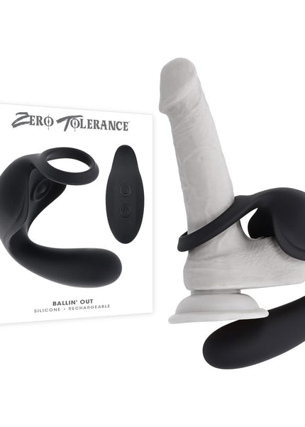 Zero Tolerance BALLIN OUT - Black USB Rechargeable Prostate Massager with Cock Ring and Wireless Remote