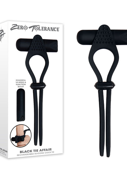 Zero Tolerance Black Tie Affair - Black USB Rechargeable Vibrating Lasoo Cock Ring