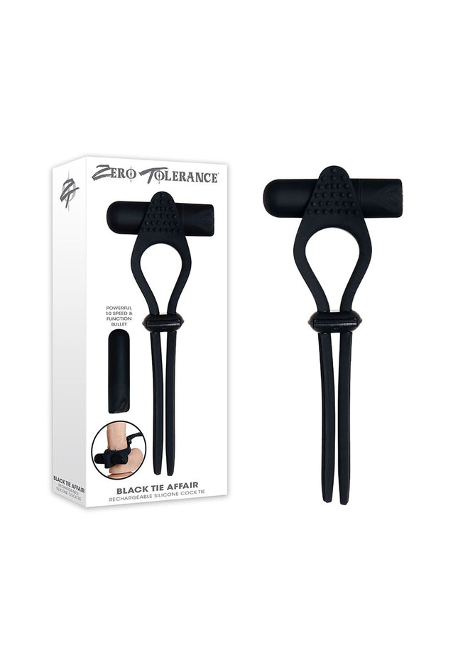 Zero Tolerance Black Tie Affair - Black USB Rechargeable Vibrating Lasoo Cock Ring