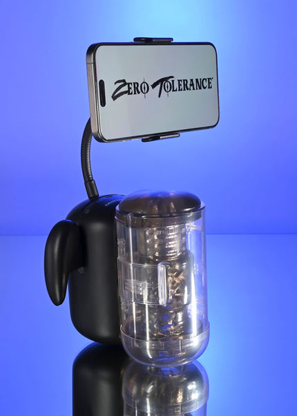 Zero Tolerance HOLD ME TIGHT - Black USB Rechargeable Vibrating Auto Stroker with Phone Holder