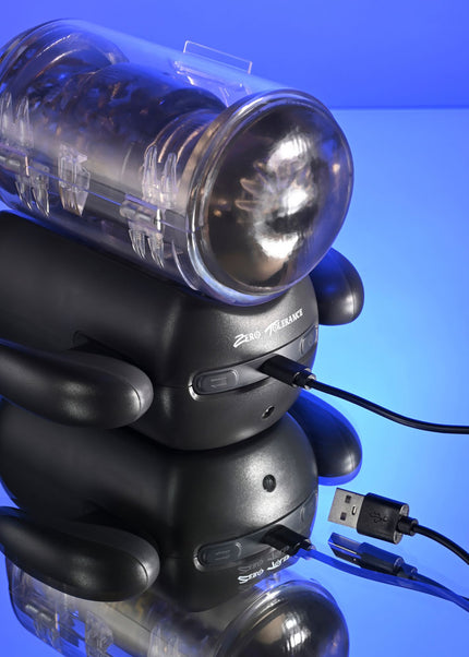 Zero Tolerance HOLD ME TIGHT - Black USB Rechargeable Vibrating Auto Stroker with Phone Holder