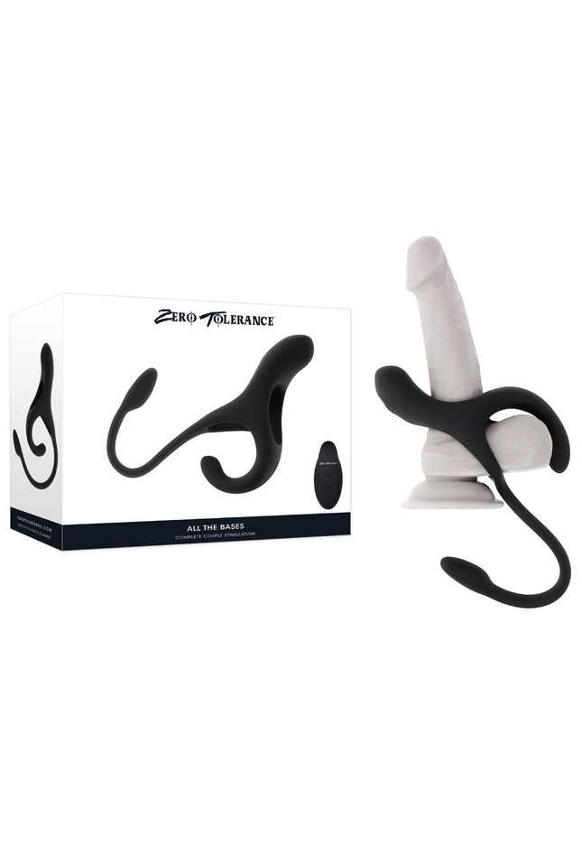 Zero Tolerance ALL THE BASES - Black USB Rechargeable Vibrating Cock Ring with Wireless Remote