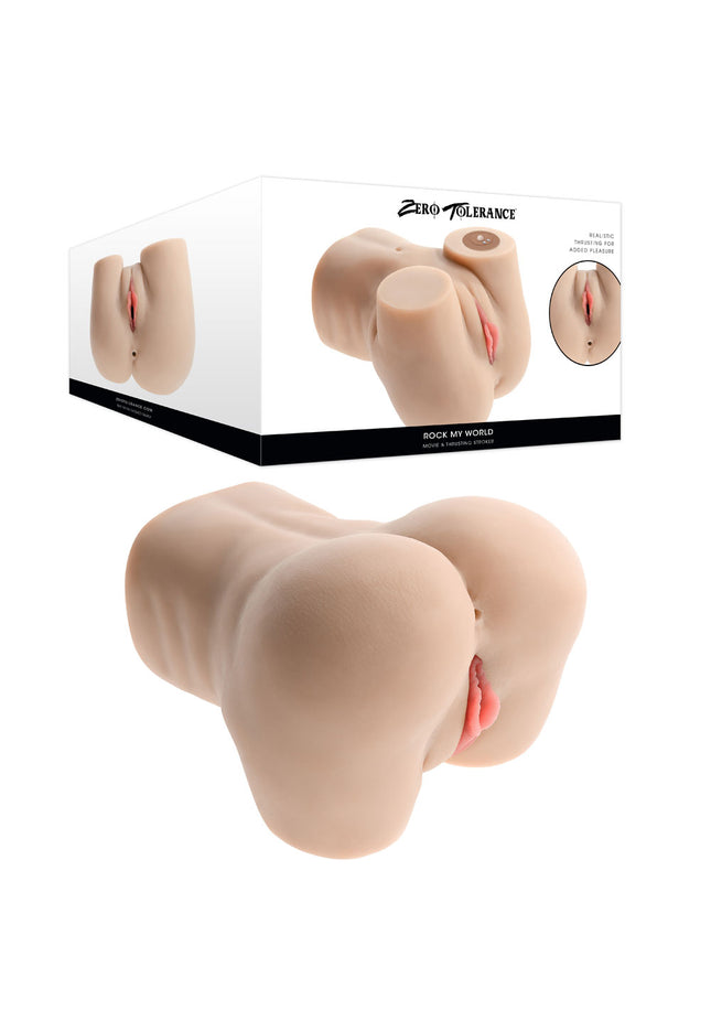 Zero Tolerance ROCK MY WORLD - Flesh USB Rechargeable Doggy Style Thrusting Mini Torso Masturbator