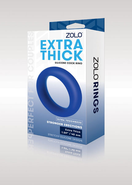 Zolo Extra Thick Silicone Cock Ring - Blue 40 mm Cock Ring