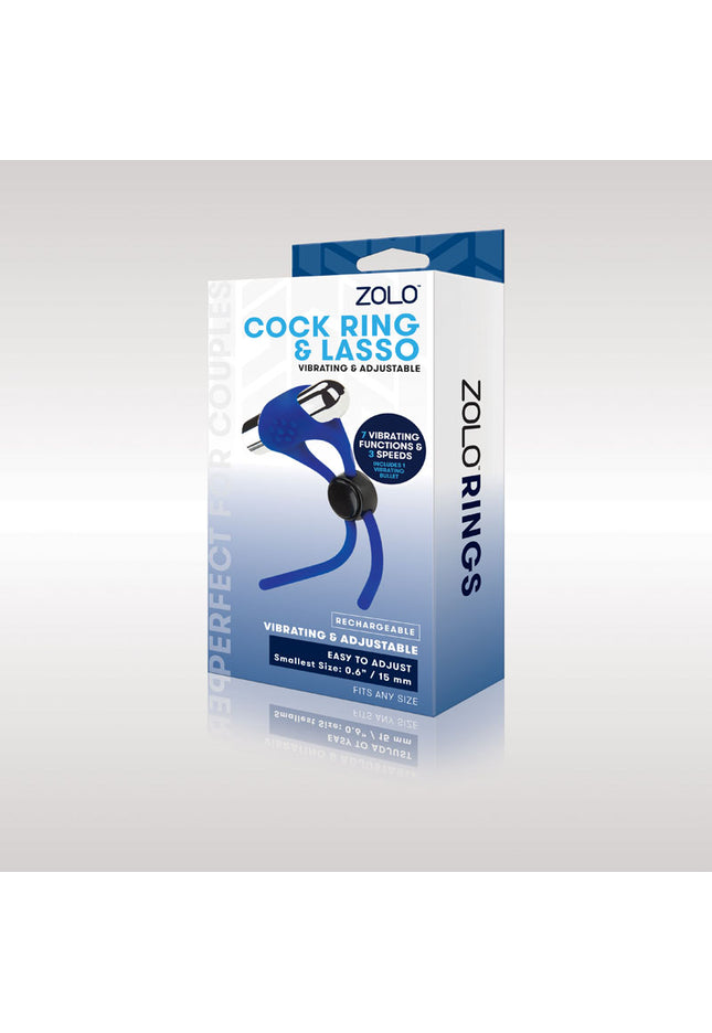 Zolo Rechargeable Cock Ring & Lasso - Blue USB Rechargeable Adjustable Cock Ring