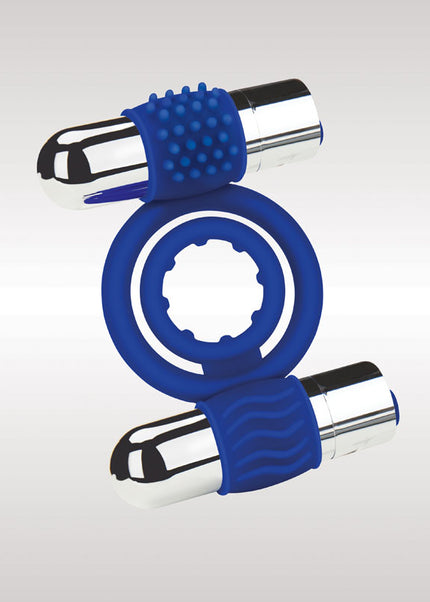 Zolo Rechargeable Duo Vibrating C-Ring - Blue USB Rechargeable Dual Vibrating Cock Ring