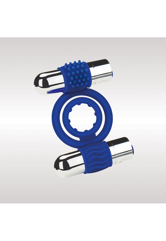 Zolo Rechargeable Duo Vibrating C-Ring - Blue USB Rechargeable Dual Vibrating Cock Ring