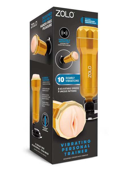 Zolo Vibrating Personal Trainer - USB Rechargeable Vibrating Vagina Stroker with Suction Mount