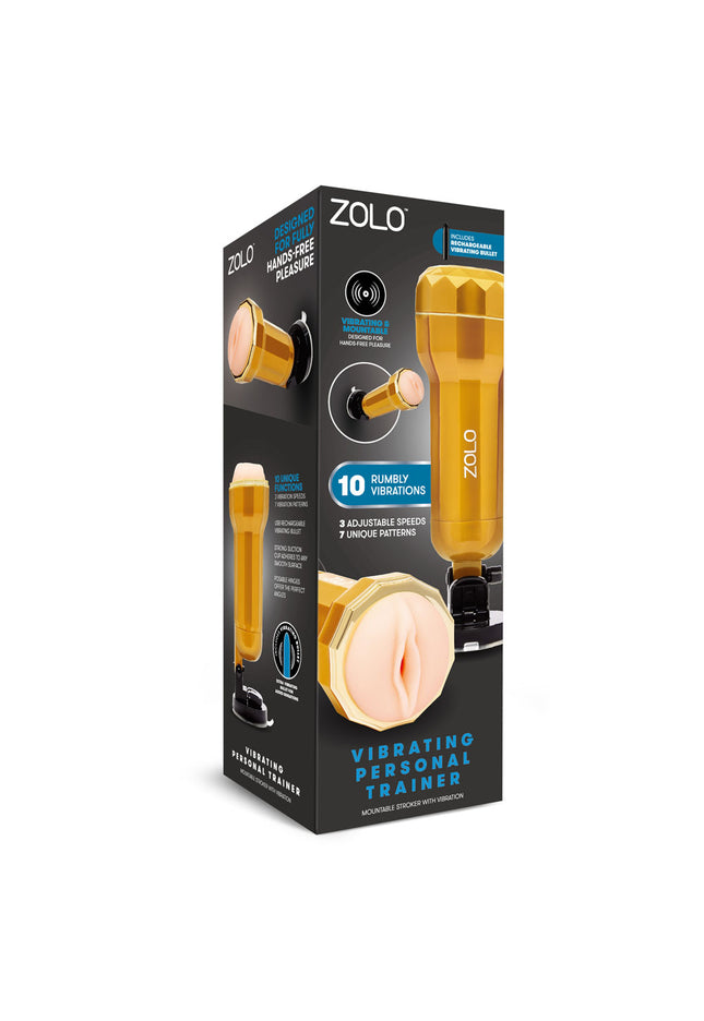 Zolo Vibrating Personal Trainer - USB Rechargeable Vibrating Vagina Stroker with Suction Mount