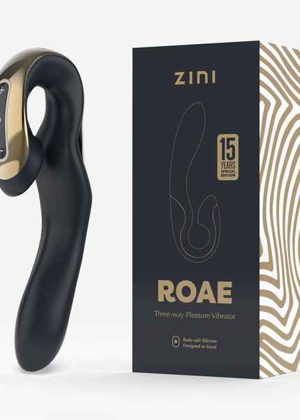 Zini Roae Special Edition - Black/Gold - Black/Gold 19.5 cm USB Rechargeable Vibrator