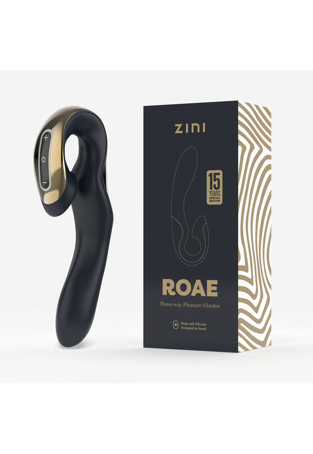 Zini Roae Special Edition - Black/Gold - Black/Gold 19.5 cm USB Rechargeable Vibrator